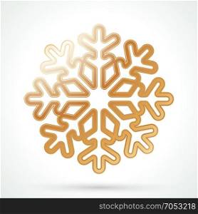 Gold snowflake icon. Gold snowflake icon. Abstract winter symbol. Decorative element for brochure, flyer, greeting card. Vector illustration.
