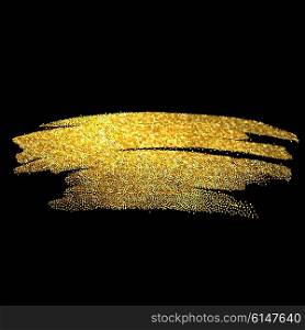 Gold sparkles on black background. Gold glitter background. Gold background for card, certificate, gift, luxury, voucher, present