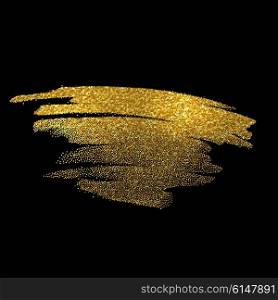 Gold sparkles on black background. Gold glitter background. Gold background for card, certificate, gift, luxury, voucher, present