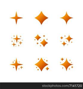 Gold sparkles symbols vector. The set of original vector stars sparkle icon. Bright firework, decoration twinkle, shiny flash. vector stock illustration.. Gold sparkles symbols vector. The set of original vector stars sparkle icon. Bright firework, decoration twinkle, shiny flash. vector illustration.