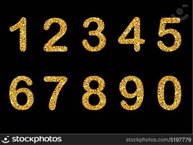 Gold sparkling numbers isolated. Vector illustration