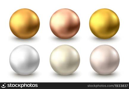 Gold sphere. Oil bubble isolated on white background. Golden glossy 3d ball or precious pearl. Yellow serum or collagen drops. Vector decoration element for skincare cosmetic package.