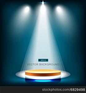 gold stage with spotlight deep Blue sea background vector