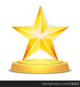Gold Star Award. Shiny Vector Illustration. Gold Star Award. Shiny Vector Illustration. Modern Trophy, Challenge Prize. Beautiful Label Design. Isolated Vector Illustration