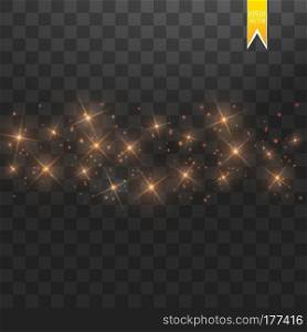 Gold star dust trail sparkling particles isolated on transparent background. Vector gold glitter wave illustration. Magic concept. Gold star dust trail sparkling particles isolated on transparent background. Vector gold glitter wave illustration.