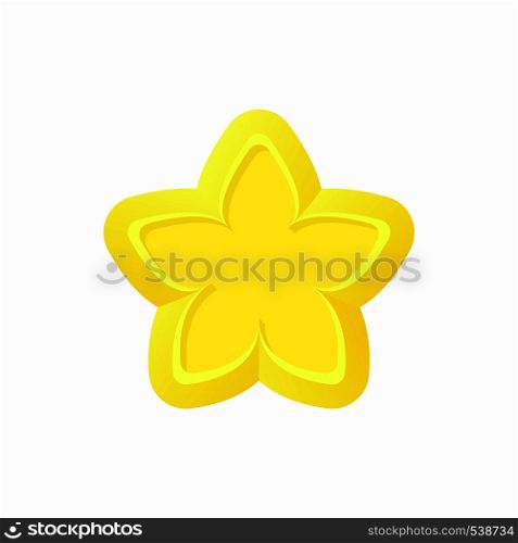 Gold star icon in cartoon style on a white background. Gold star icon, cartoon style
