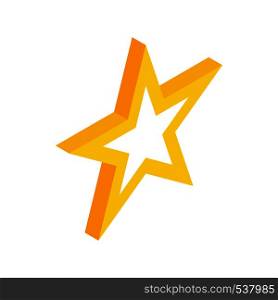 Gold star icon in isometric 3d style on a white background. Gold star icon, isometric 3d style