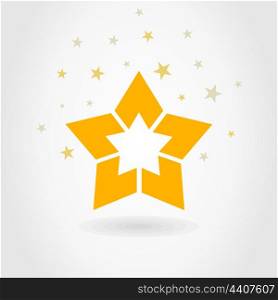 Gold star on a white background. A vector illustration