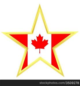 Gold star with a flag of Canada