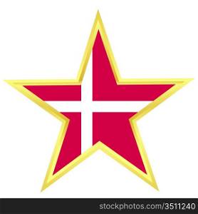 Gold star with a flag of Denmark
