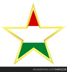 Gold star with a flag of Hungary