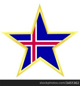 Gold star with a flag of Iceland