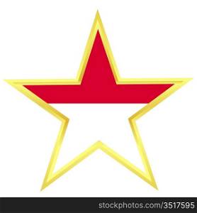 Gold star with a flag of Indonesia
