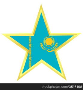 Gold star with a flag of Kazakhstan