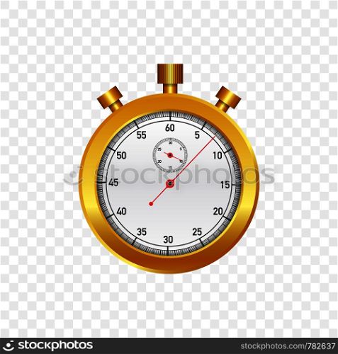 Gold Stop watch. Old mechanical stopwatch. Vector stock illustration.