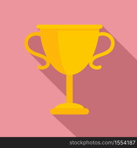 Gold success cup icon. Flat illustration of gold success cup vector icon for web design. Gold success cup icon, flat style