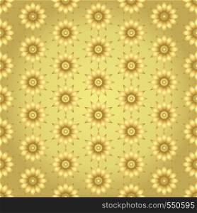 Gold sweet blossom seamless pattern on pastel background. Vintage lotus bloom for graphic or classic design.