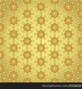 Gold sweet flower and circle pattern on pastel background. Vintage blossom and dot seamless pattern style for cute or modern design.