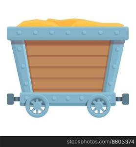 Gold treasure cart icon cartoon vector. Coin truck. Game rock. Gold treasure cart icon cartoon vector. Coin truck