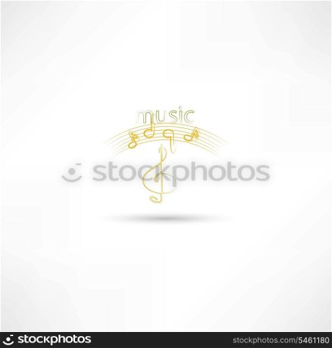 gold treble clef and music symbols