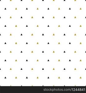 Gold triangles pattern on white background. Abstract seamless repeating pattern. Minimal design with golden glittering geometric shapes. Vector illustration. Gold triangles pattern on white background. Abstract seamless repeating pattern. Minimal design with golden glittering geometric shapes. Vector illustration.