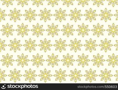 Gold tribal flower or roots and lobe pattern on pastel background. Retro and modern blossom pattern style for vintage or classic design