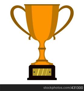 Gold trophy cup icon flat isolated on white background vector illustration. Gold trophy cup icon isolated