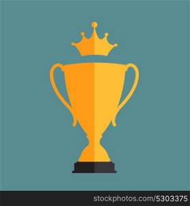 Gold Trophy Cup Winner with a Crown Vector Illustration EPS10. Gold Trophy Cup Winner with a Crown Vector Illustration