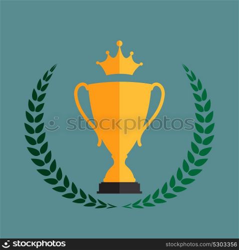 Gold Trophy Cup Winner with a Laurel Wreath and Clown Vector Illustration EPS10. Gold Trophy Cup Winner with a Laurel Wreath and Clown Vector Ill