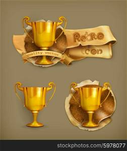 Gold trophy, old-style vector