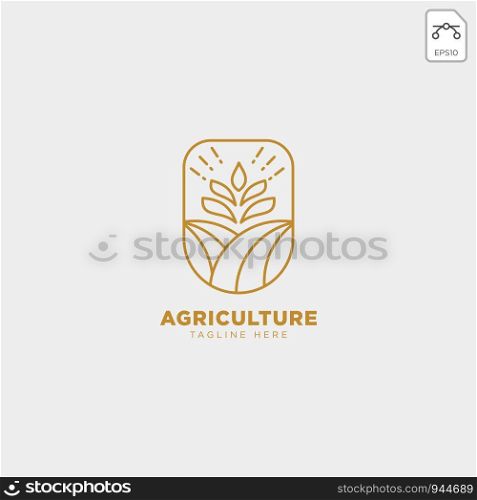gold ulture farm line badge vintage logo template vector illustration icon element isolated. gold agriculture farm line badge vintage logo template vector illustration
