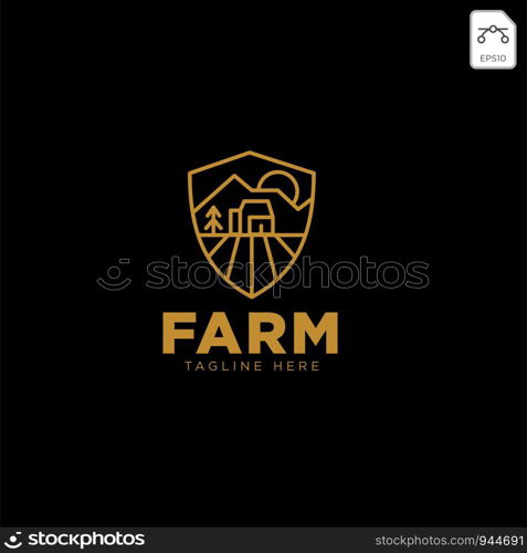 gold ulture farm line badge vintage logo template vector illustration icon element isolated. gold agriculture farm line badge vintage logo template vector illustration