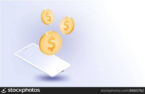 Gold us dollar coin smartphones futuristic Vector Image