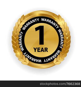 Gold vector guarantee sign, 1 year warranty label EPS10. Gold vector guarantee sign, 1 year warranty label