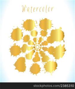 Gold vector splashes isolated on white background.. Abstract golden background