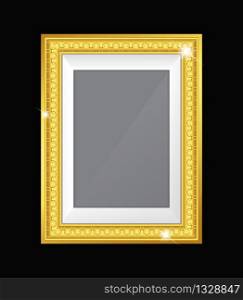 Gold vintage frame isolated on black background.illustration