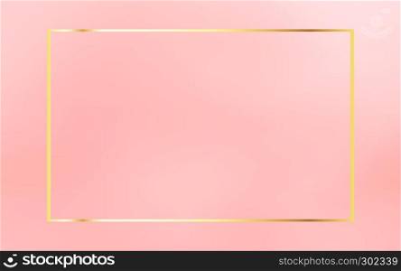 Gold vintage frame isolated on coral pink background. Luxurious template element. Vector design.