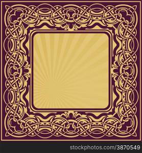 Gold vintage frame with floral ornamental border