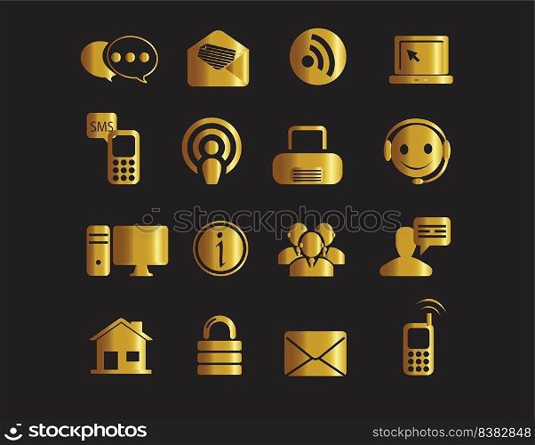 gold web and communication icons