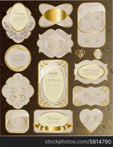 gold white card, label set retro vintage