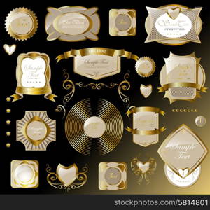 gold white card, label set retro vintage