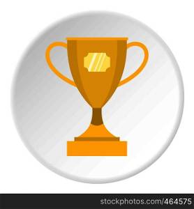 Gold winner cup icon in flat circle isolated vector illustration for web. Gold winner cup icon circle