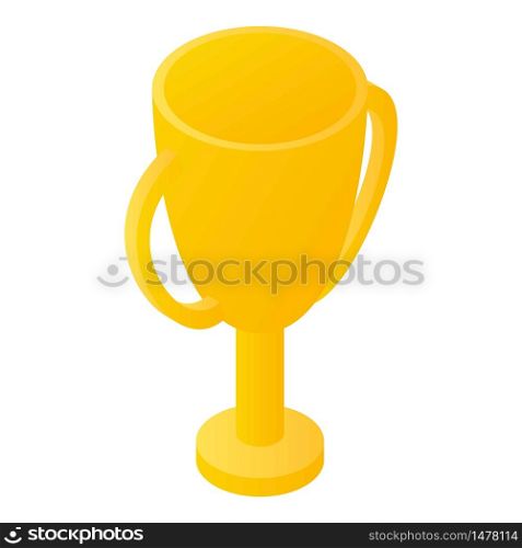 Gold winner cup icon. Isometric of gold winner cup vector icon for web design isolated on white background. Gold winner cup icon, isometric style