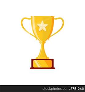 Gold winner trophy cup vector. Abstract flat design first place award illustration