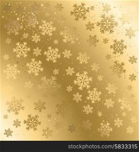 Gold winter abstract background. . Gold winter abstract background. Christmas background with snowflakes. Vector.