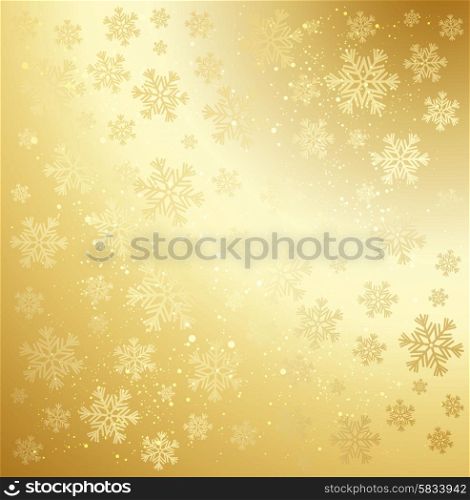 Gold winter abstract background. . Gold winter abstract background. Christmas background with snowflakes. Vector.