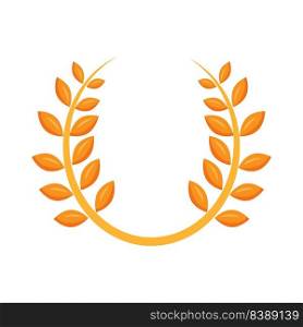 Gold wreath semi flat color vector object. Full sized item on white. Golden olive branch. Ancient greek symbol. Simple cartoon style illustration for web graphic design and animation. Gold wreath semi flat color vector object