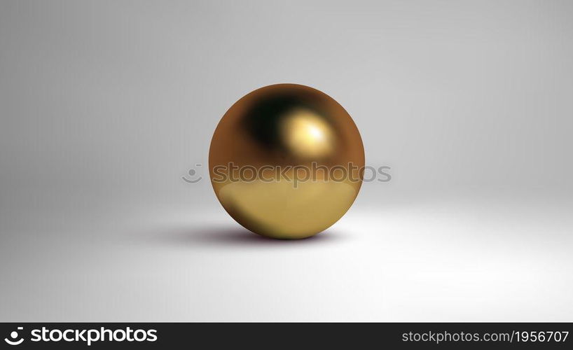 Golded sphere isolated on white background.. Golded sphere isolated on white background. 3d vector illustration.