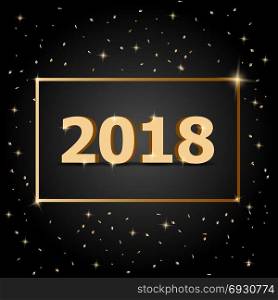 Golden 2018 Happy New Year with dark background, stock vector