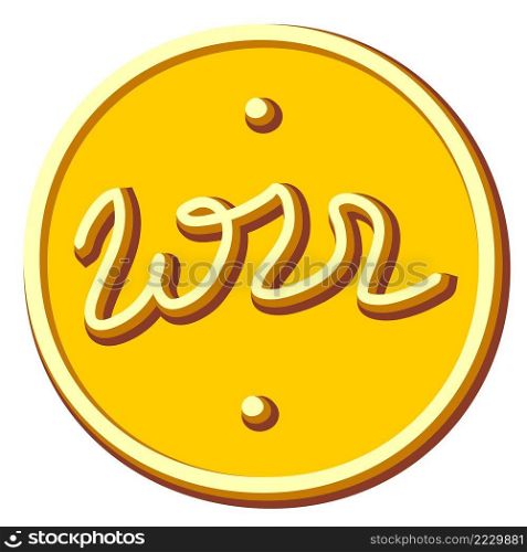 Golden 2022 coin doodle icon. Hand drawn vector illustration for decor and design.
